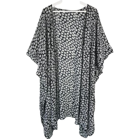 Brandy Melville Navy & White Floral Kimono One Size - Picture 1 of 8